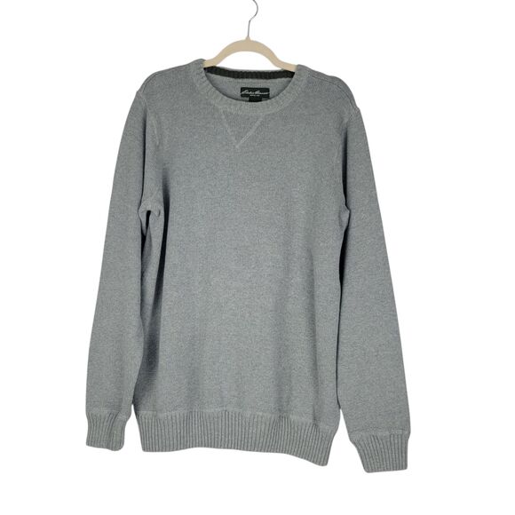 Eddie Bauer Sweater Mens TL Light Gray Heavyweight Cotton Long Sleeve Crew Neck - Picture 1 of 6